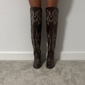 Brown Western Knee-High Boots (see description for size)